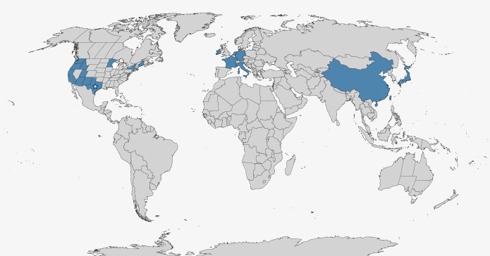 Locations around the world where Balanceworx has shipped products